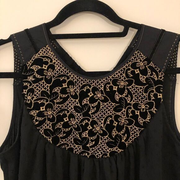 Anthropologie “One September” Black Gold Top - Picture 3 of 7